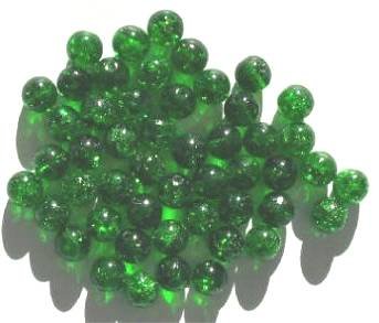 50 8mm Kelly Green Crackle Glass Beads