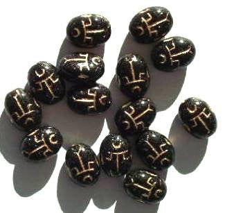 15 14mm Black and Gold Scarab Beetle Beads