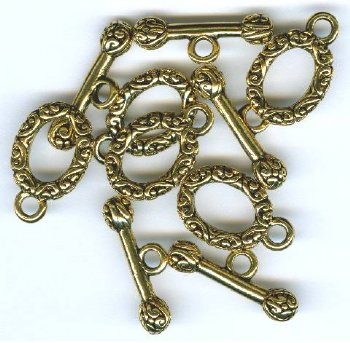 5 19mm Antique Gold Floral Toggles