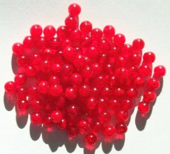 50 6mm Round Milky Red Givre Glass Beads