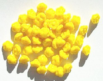 50 8mm Opaque Yellow Button Flower Beads