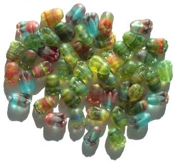 50 12mm Matte Marble Mix Tulip Beads