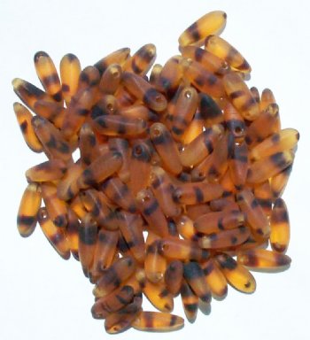 100 3x11mm Matte Topaz Tortoise Dagger Beads