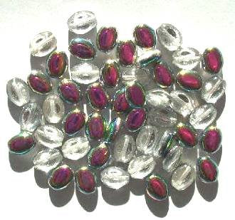 50 8x6mm Crystal Vitrail Flat Oval Glass Beads