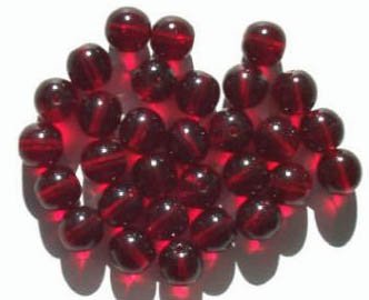25 10mm Transparent Garnet Round Glass Beads