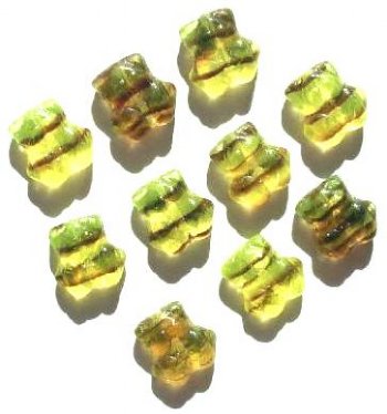 10 15mm Transparent Olive Tortoise Frog Beads