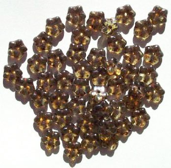 50 3x9mm Transparent Antique Green Lustre Flower Spacer Beads