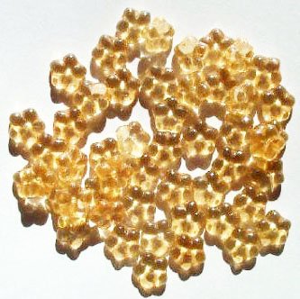 50 3x9mm Transparent Light Topaz Lustre Flower Spacer Beads