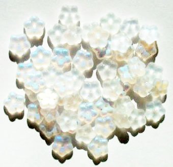 50 3x9mm Transparent Matte Crystal AB Flower Spacer Beads