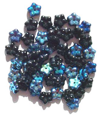 50 3x9mm Black AB Flower Spacer Beads