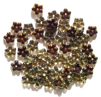 50 3x9mm Light Topaz Zarite Flower Spacer Beads