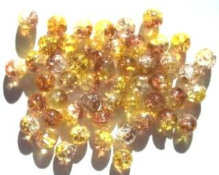 50 6mm Crackle Crystal/Yellow/Smoke Topaz