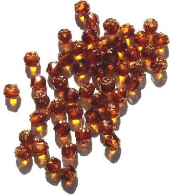 50 6mm Triangle Faceted Topaz with Antique Gold Coated Ends