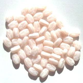 60 8x6mm Flat Oval Rosary Beads - Satin Light Pink with Cross