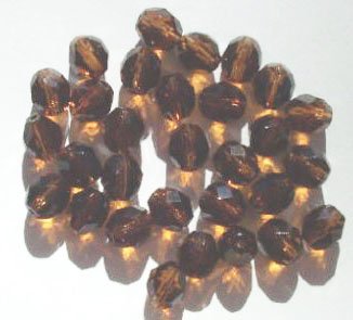 25 8mm Faceted Smoke Topaz Firepolish Beads
