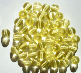 25 8mm Transparent Light Yellow Round Beads