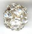 1 10mm Round Silver with Crystal Rhinestones