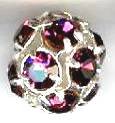 1 10mm Round Silver with Amethyst Rhinestones
