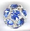 1 10mm Round Silver with Light Sapphire Rhinestones