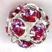 1 10mm Round Silver with Rose Rhinestones