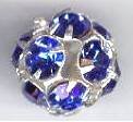 1 12mm Round Silver with Sapphire Rhinestones