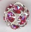 1 12mm Round Silver with Rose Rhinestones