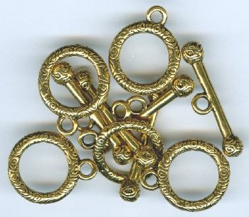 5 21mm Antique Gold Swirl Pattern Toggles