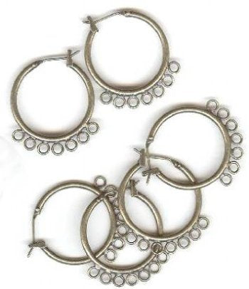 3 Pair of 23mm 7 Drop Antique Brass Hoop Earrings
