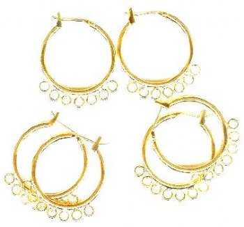 3 Pair of 23mm 7 Drop Gold Hoop Earrings