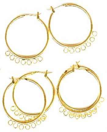 3 Pair of 29mm 7 Drop Gold Hoop Earrings
