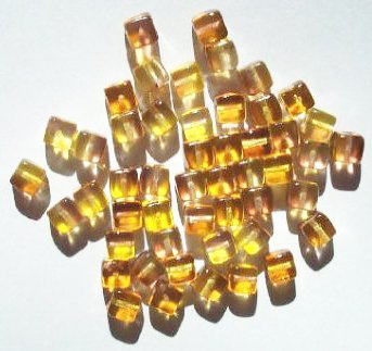 50 6x6mm Crystal, Yellow, & Smoke Topaz Cube Beads