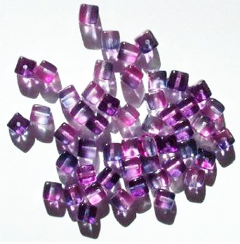 50 6x6mm Crystal, Fuchsia, & Purple Cube Beads