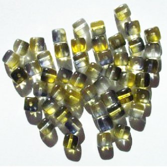 50 6x6mm Crystal, Olive, & Montana Cube Beads