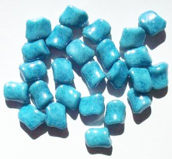 25 11x8mm Twisted Turquoise Blue Marble Lustre Rectangles