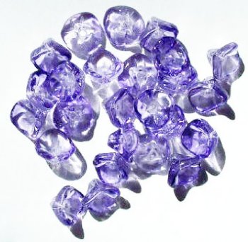 25 9mm Transparent Light Tanzanite Three Petal Flower Drop Beads