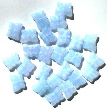 25 12mm Light Blue Marble Butterfly Glass Beads