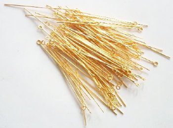 60 pcs, 2 Inch 20ga Bright Gold Eye Pins