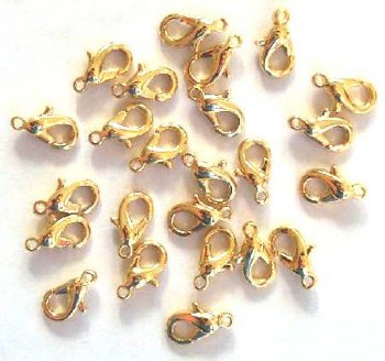 25 10mm Gold Plated Lobster Claw Clasps