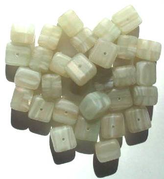 30 9x10mm Matte Olive, Smoke, White Marble Cube Beads