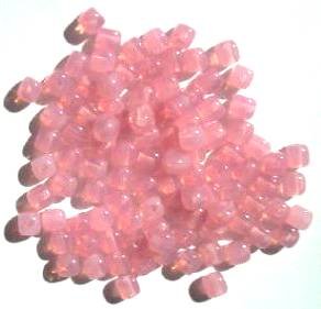 100 4mm Milky Pink Opal Glass Cube Beads