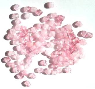 100 4mm Pink and White Givre Cube Beads