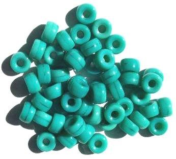 50 6x9mm Opaque Turquoise Glass Crow Beads