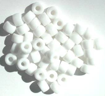 50 6x9mm Opaque White Glass Crow Beads