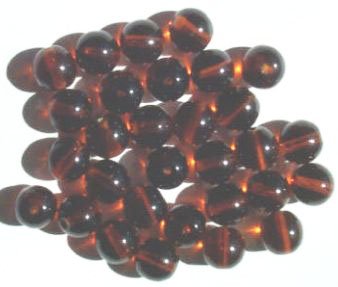 25 10mm Transparent Dark Topaz Round Glass Beads