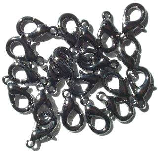 20 15mm Gunmetal Plated Lobster Claw Clasps