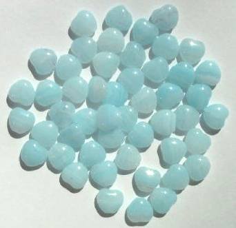 50 8mm Aqua & White Marble Glass Heart Beads