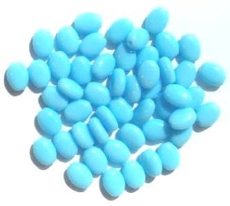 50 8x6mm Opaque Light Blue Flat Oval Glass Beads