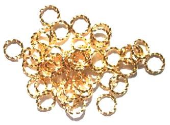 50 8mm Twisted Gold Plated Jump Rings