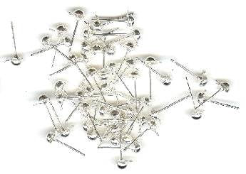 50 4mm Silver Dome Stud with Loop