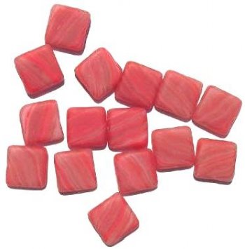 15 15x16mm Matte Red Marble Flat Square Beads